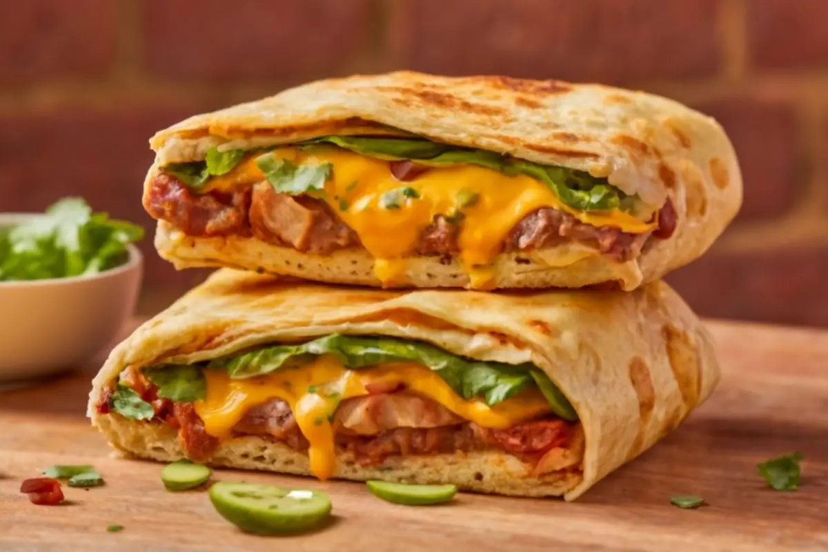 Variety of Black Bean Crunchwrap Supreme with different fillings.