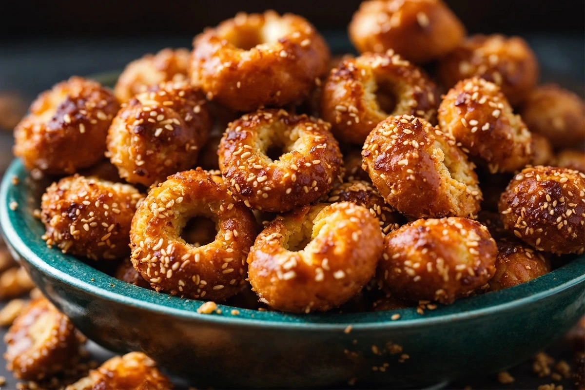 Homemade buffalo pretzels on a wooden table with dipping sauce.