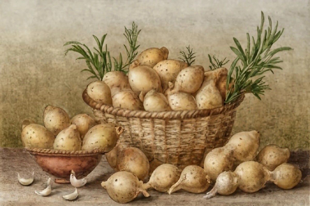 Historical montage showing the origins and evolution of Garlic Parmesan Potatoes.