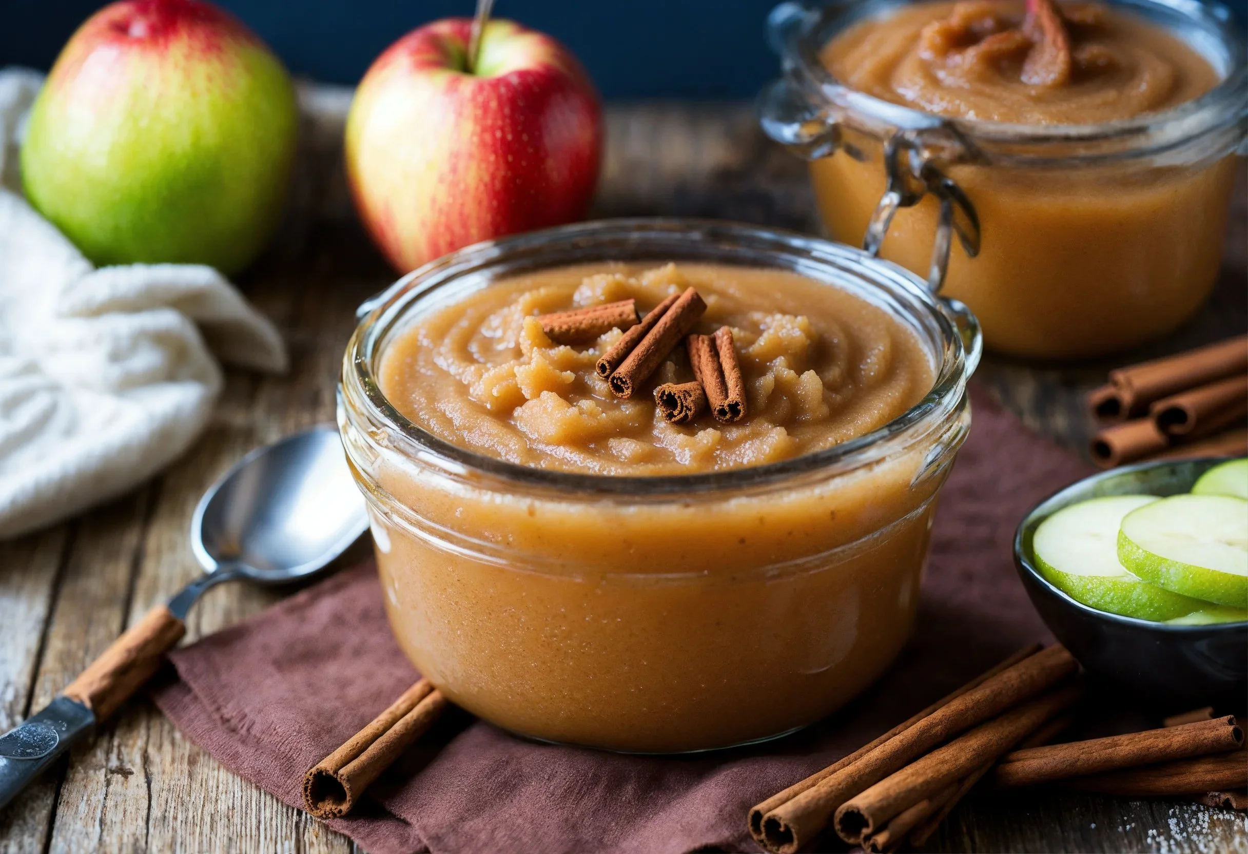 Cinnamon applesauce served with oatmeal, as a dessert topping, and in a snack bowl.