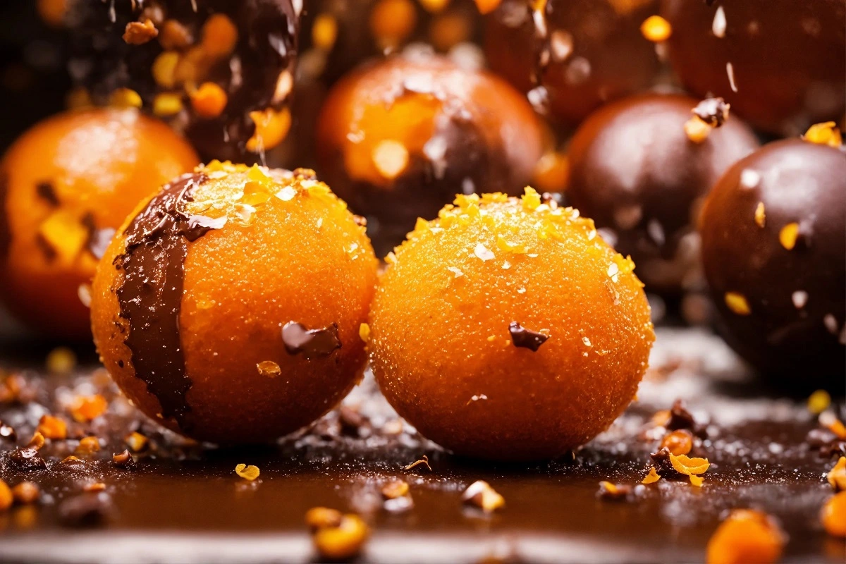 Visual depiction of the flavor, texture, and aroma of tangy chocolate globes.