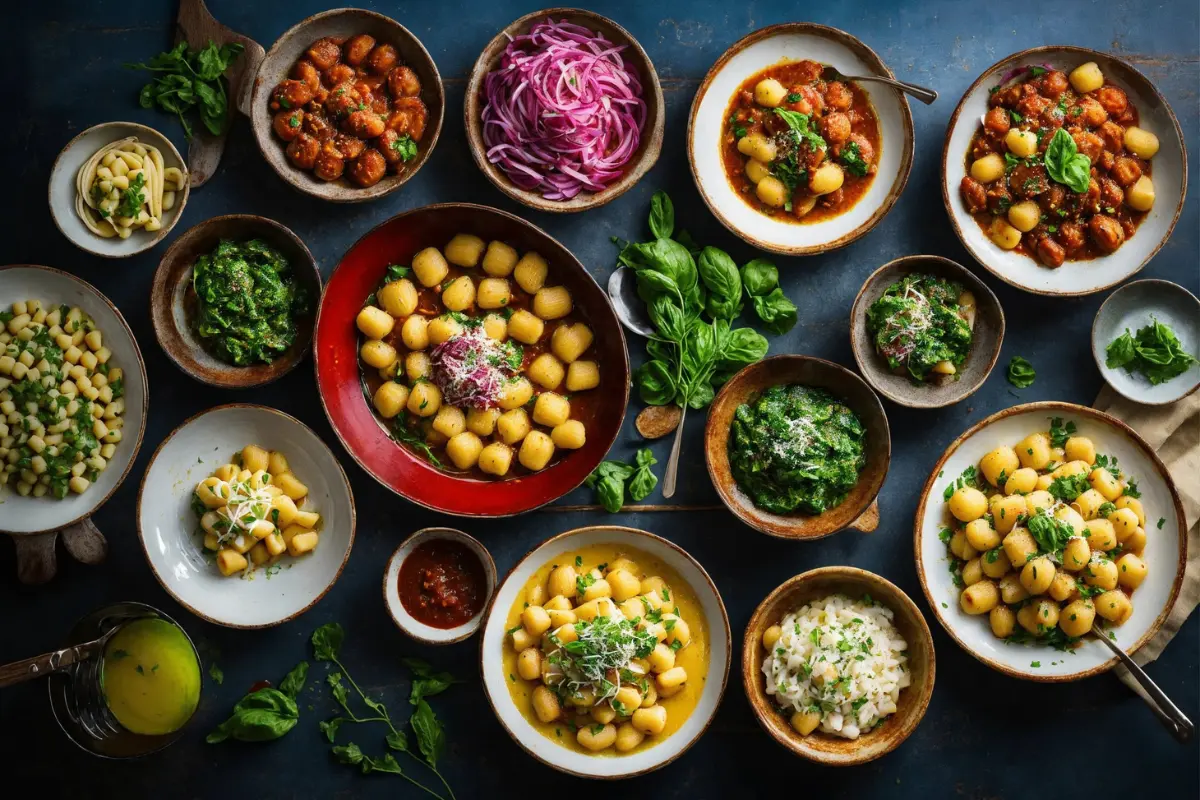 Gnocchi dishes with Asian, Mediterranean, and Latin American influences.