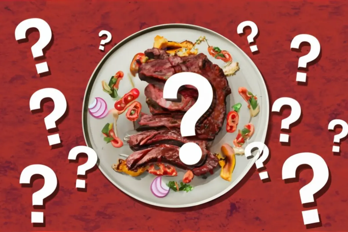 Carne asada with question marks and FAQ icons, representing common queries.