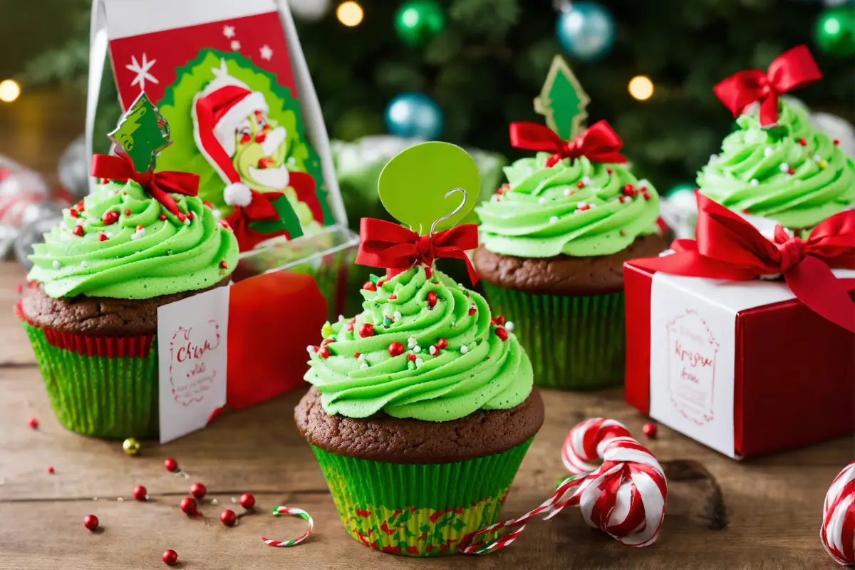 Eco-friendly and creative packaging ideas for gifting Grinch cupcakes.