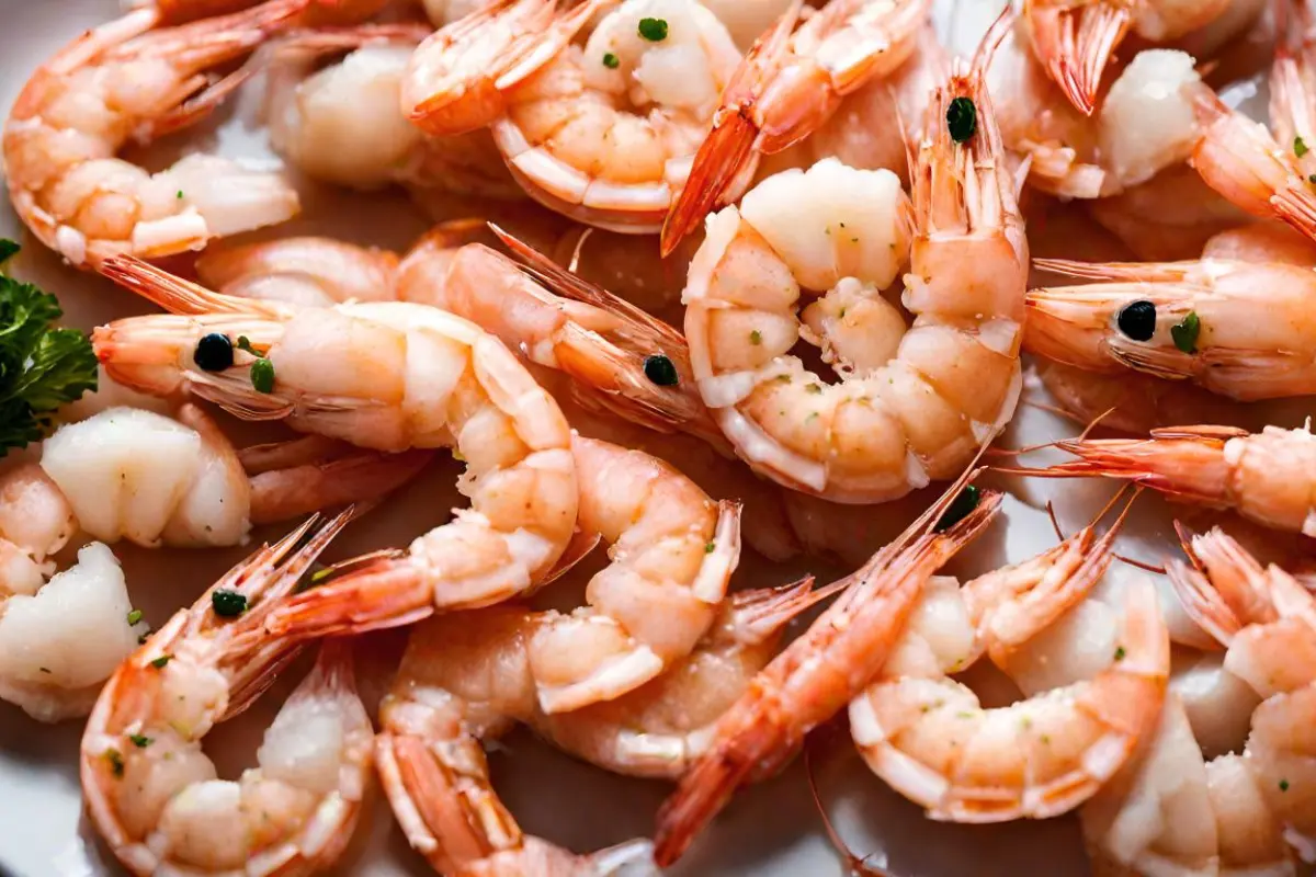 A plate of beautifully boiled 15 count shrimp, highlighting the end result of the boiling guide.