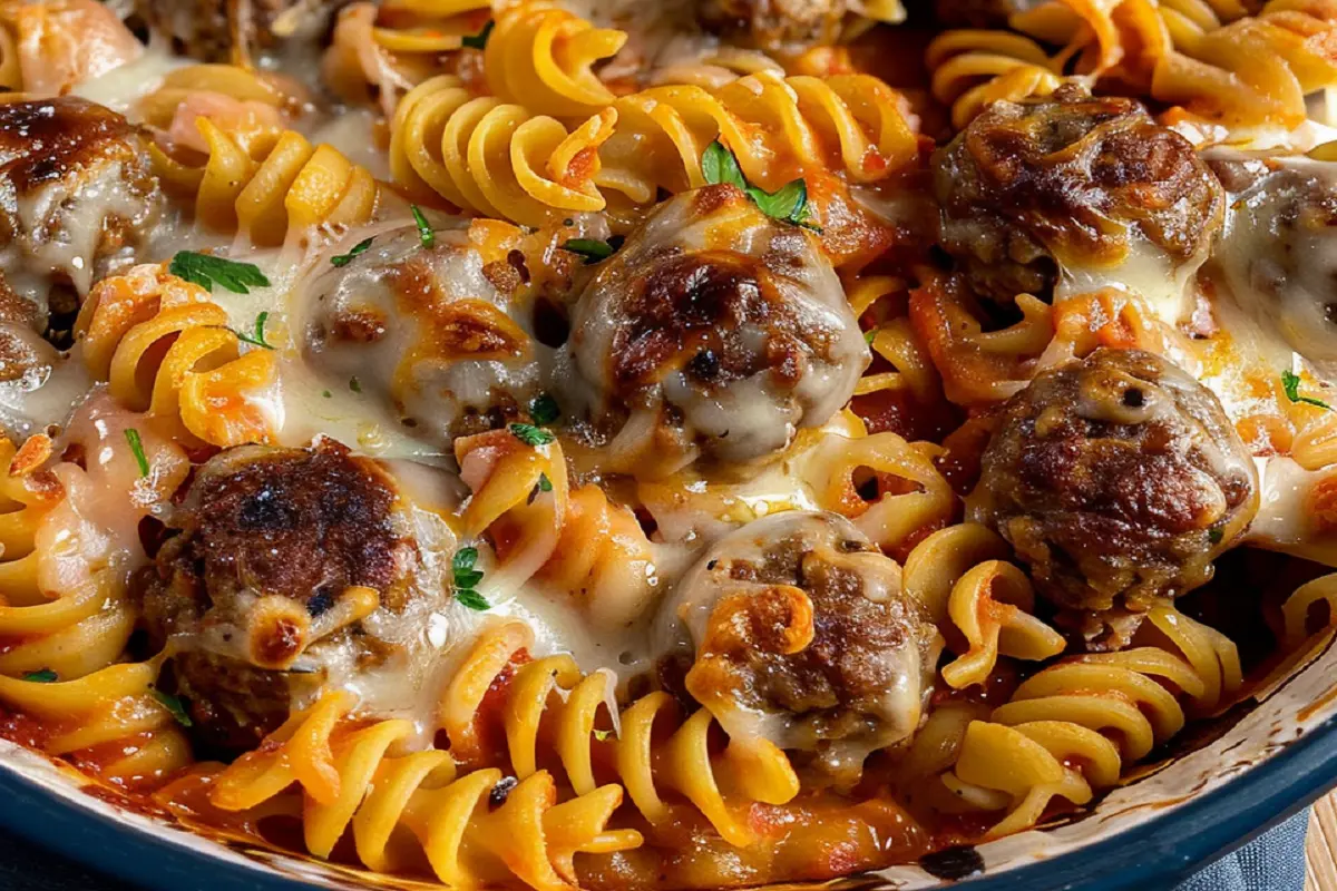 Cheesy Meatball Pasta Bake