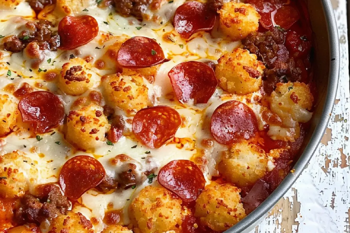 Meat Lover's Pizza Tot Casserole