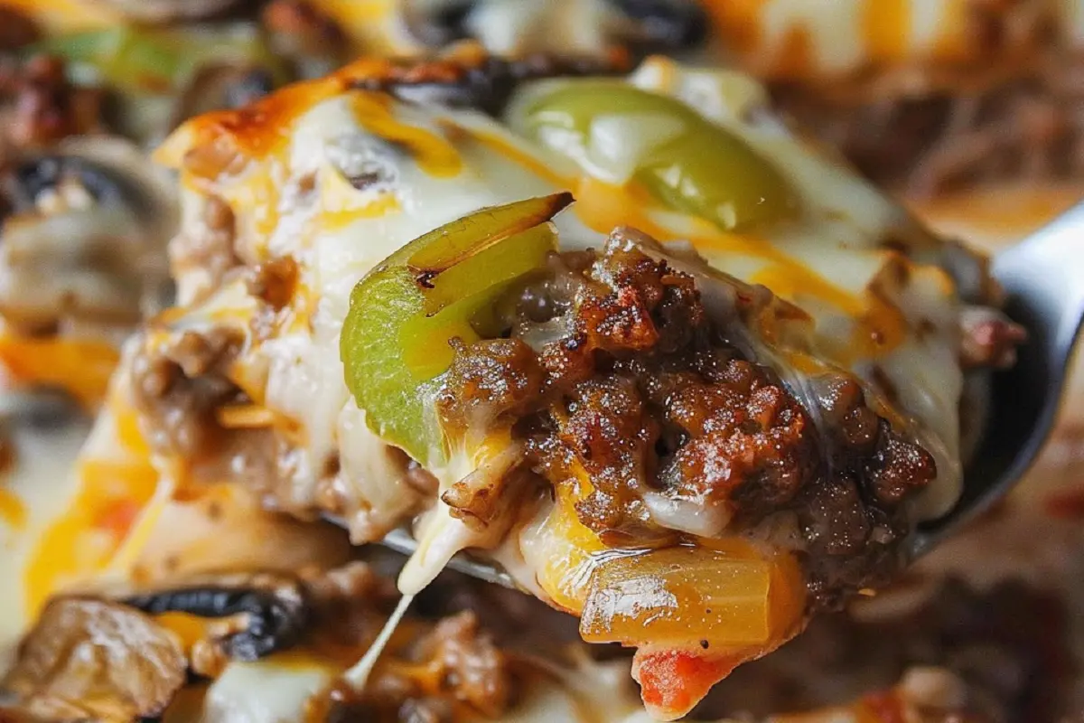 Cheesy Philly Cheesesteak Bake